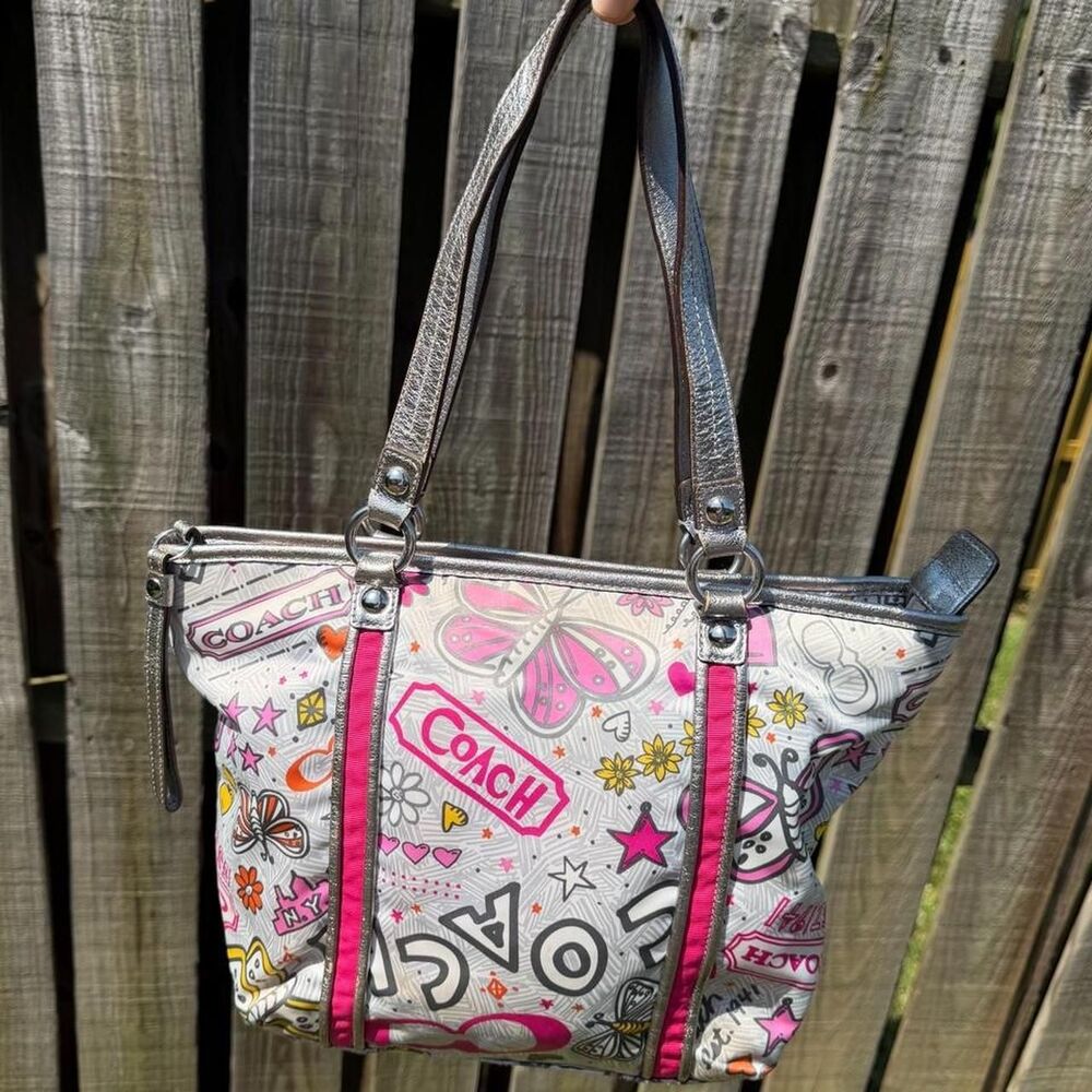 Coach F15712 Poppy Butterfly Graffiti Mini Tote